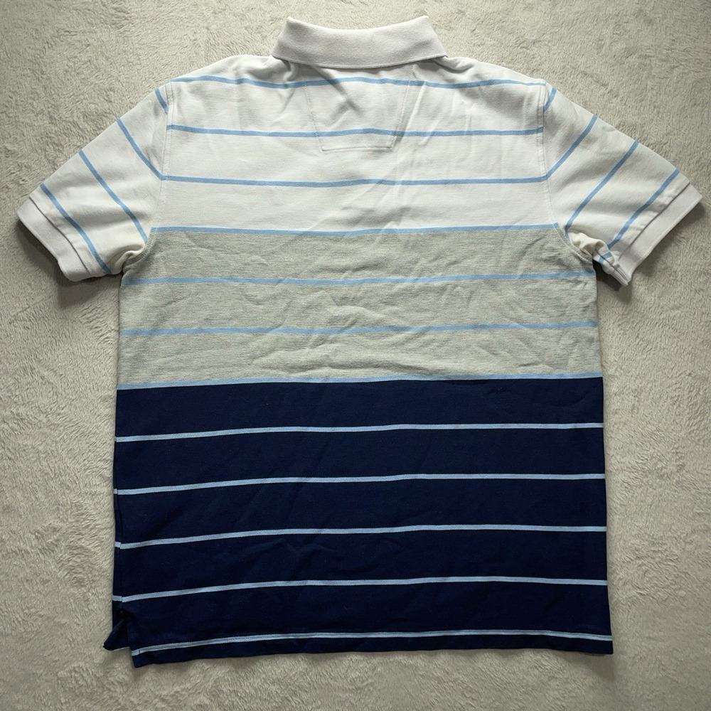 Vintage Y2K Nautica Performance Deck Polo Shirt Men's L Striped Blue Logo Preppy - Picture 6 of 11